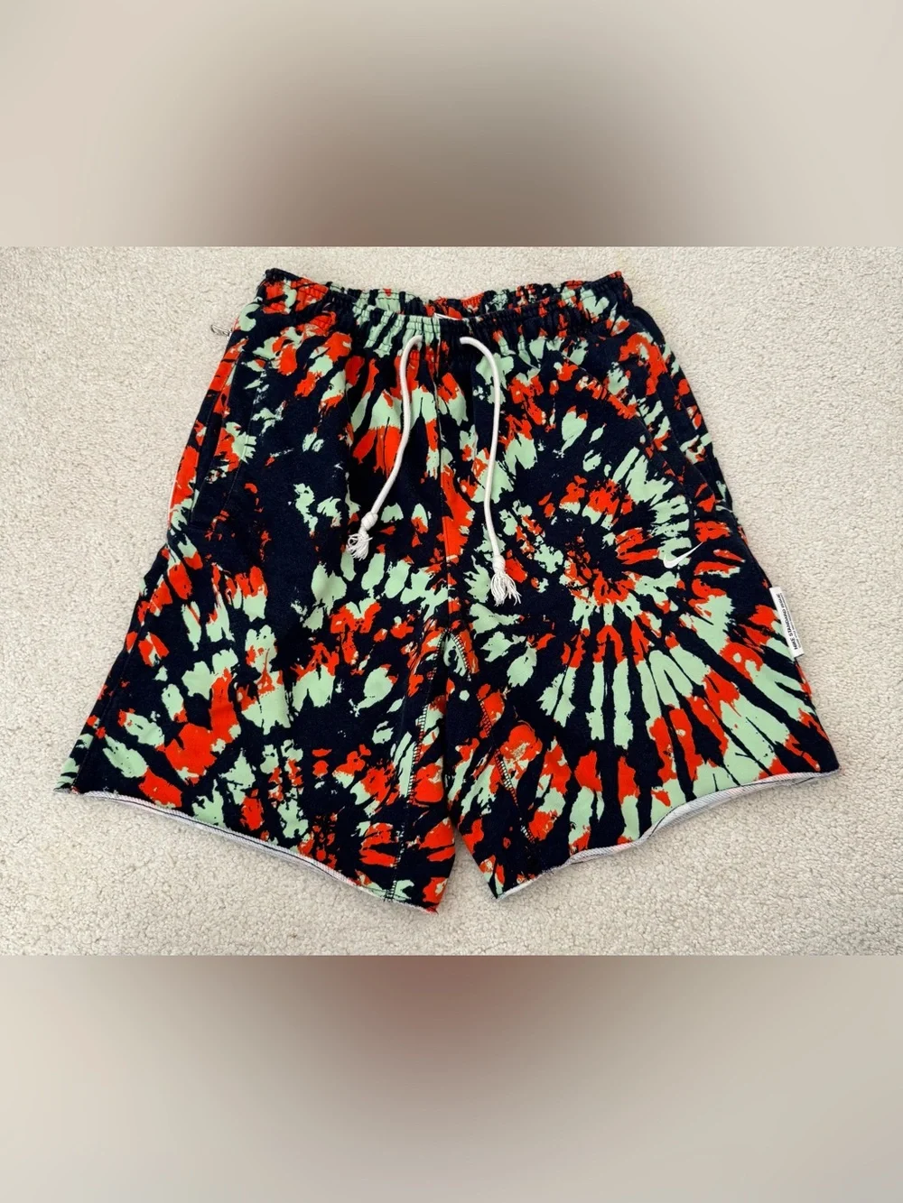 Nike Tie-Dye Athletic Shorts in Black, Mint & Red